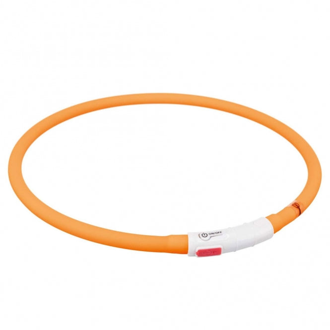 Trixie Flash Leuchtring USB aus Silikon - orange