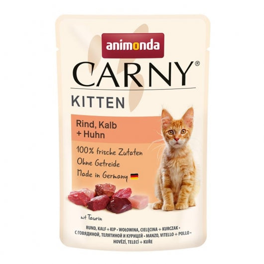 Animonda Carny PB Kitten Rind, Kalb + Huhn 85g – 12er-Pack