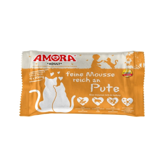 Amora Cat PB feine Mousse reich an Pute 4x100g – 10er-Pack