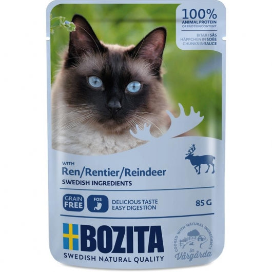 Bozita Pouch Häppchen in Soße mit Rentier 85g – 12er-Pack
