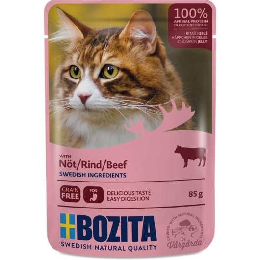 Bozita Pouch Häppchen in Gelee mit Rind 85g – 12er-Pack