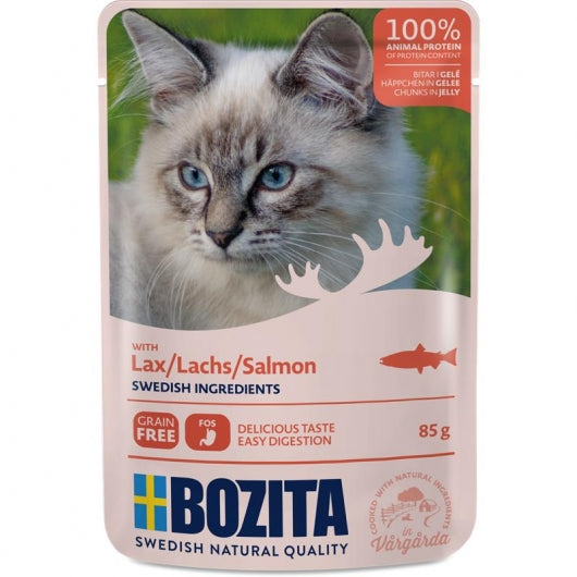 Bozita Pouch Häppchen in Gelee mit Lachs 85g – 12er-Pack