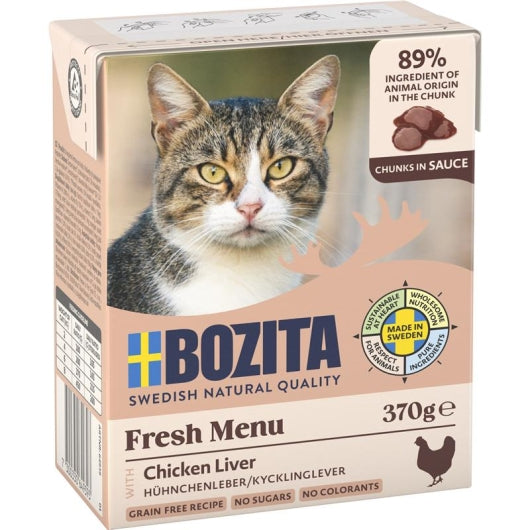 Bozita Cat Tetra Recard Häppchen in Sauce mit Hühnchenleber 370g – 6er-Pack