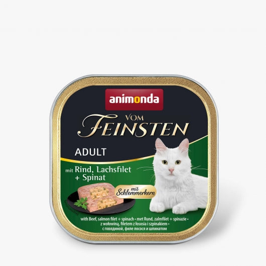 Animonda vom Feinsten mit Schlemmerkern mit Rind, Lachsfilet & Spinat 100g – 32er-Pack
