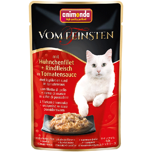 Animonda vom Feinsten mit Hühnchenfilet & Rindfleisch in Tomatensauce 50g – 18er-Pack