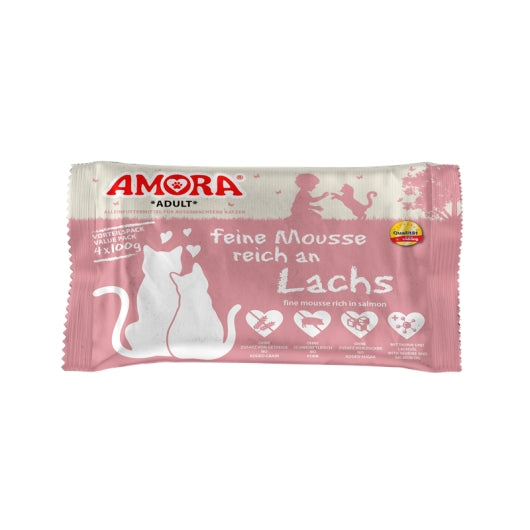Amora Cat PB feine Mousse reich an Lachs 4x100g – 10er-Pack