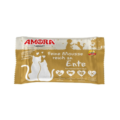 Amora Cat PB feine Mousse reich an Ente 4x100g – 10er-Pack