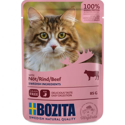 Bozita Pouch Häppchen in Soße mit Rind 85g – 12er-Pack