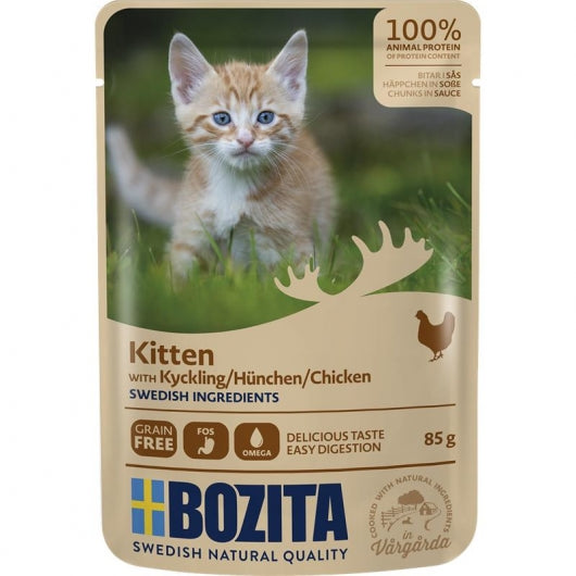 Bozita Pouch Häppchen in Soße Hühnchen für Kitten 85g – 12er-Pack