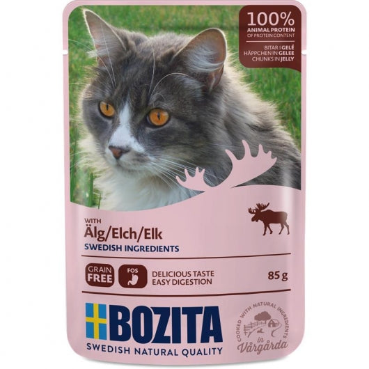 Bozita Pouch Häppchen in Gelee mit Elch 85g – 12er-Pack