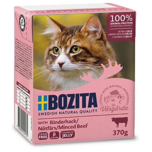 Bozita Cat Tetra Recard Häppchen in Gelee Rinderhack 370g – 6er-Pack