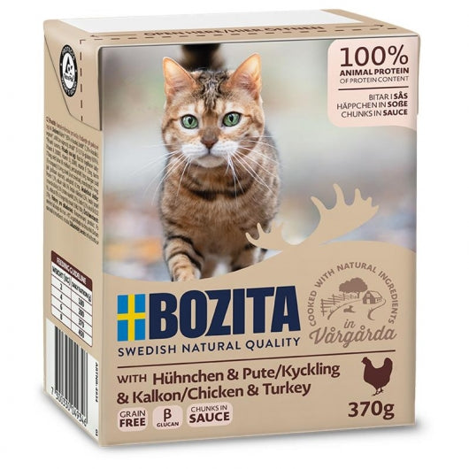Bozita Cat Tetra Recard Häppchen in Soße Huhn & Pute 370g – 6er-Pack