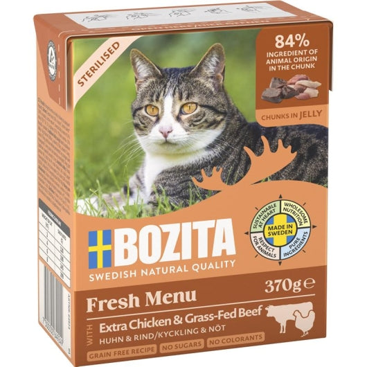 Bozita Cat Tetra Recard Häppchen in Gelee Sterilised mit Huhn & Rind 370g – 6er-Pack