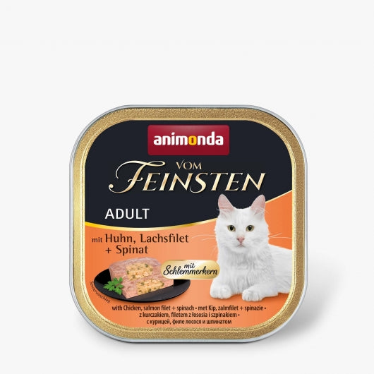 Animonda vom Feinsten mit Schlemmerkern mit Huhn, Lachfilet & Spinat 100g – 32er-Pack