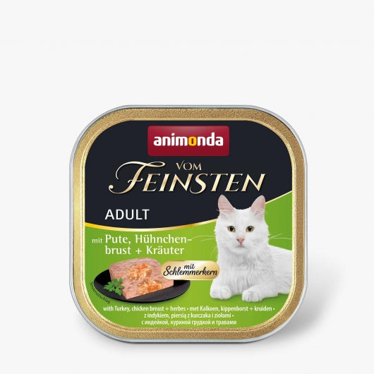 Animonda Vom Feinsten mit Schlemmerkern mit Pute, Hühnchenbrust & Kräuter 100g – 32er-Pack