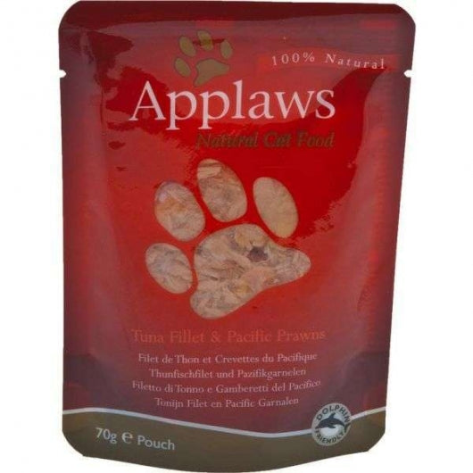 Applaws Frischebeutel Thunfischfilet & Pazifikgarnelen 70g – 12er-Pack